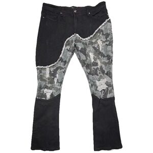 Makobi M1919‎ COSTELLO STACK JEANS Camo Black Mens 42X35 Skater  Grunge Goth EUC